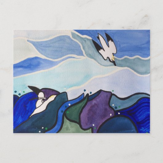 Postale Fous de Bassan de plongée peignant la carte (Devant)