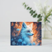 Postale fox-blauwe kaart (Staand voorkant)