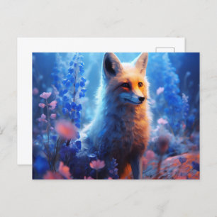 Postale fox-blauwe kaart