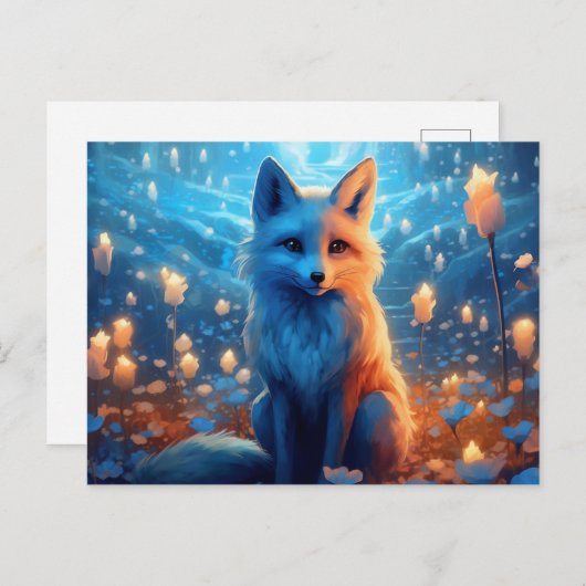 Postale fox-blauwe kaart (Voorkant / Achterkant)