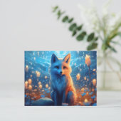 Postale fox-blauwe kaart (Staand voorkant)