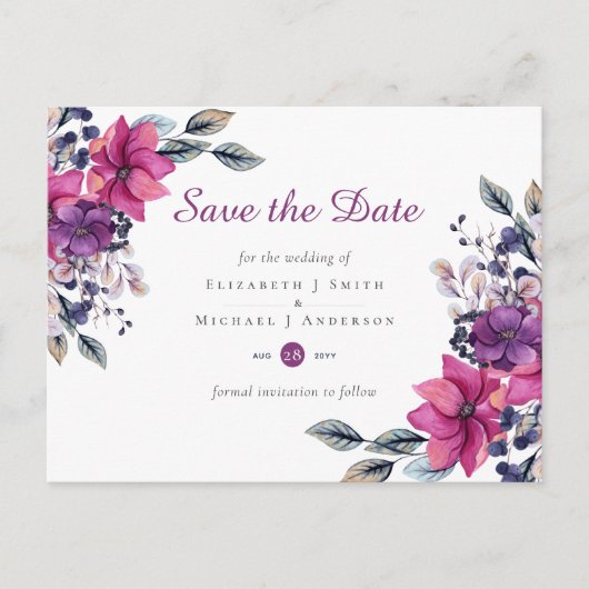 Postale Fuchsia Dreams ENREGISTRER LA DATE CARTE POSTCARD (Devant)