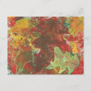 Postale Fun Colorful Abstrait Automne Chêne Feuilles Carte