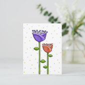 Postale Fun Doodle Flowers violet orange points Carte post (Debout devant)