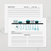 Postale Fun Turquoise Cuisine Gadgets Bridal Recette Carte (Devant / Derrière)