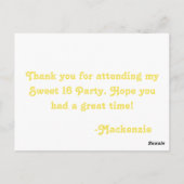 Postale Funky Star Sweet 16 Merci plat Carte pour notes Ja (Dos)