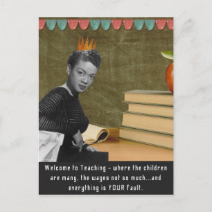 Postale Funky Welcome Teacher Vintage Black Woman Carte po