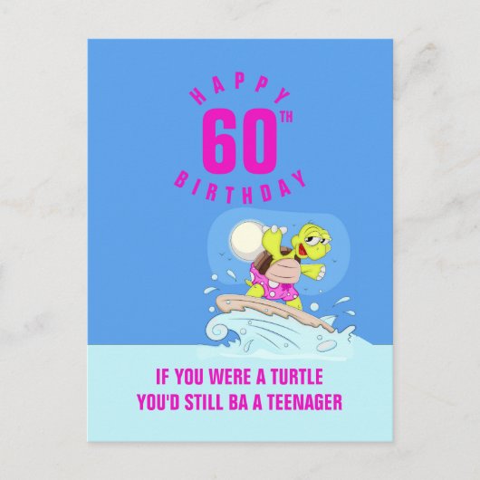 Postale Funny 60e anniversaire citation carte de tortue (Devant)