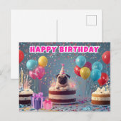 Postale Funny Carlin 3D carte d'anniversaire | Jolie fête  (Devant / Derrière)