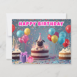 Postale Funny Carlin 3D carte d'anniversaire | Jolie fête