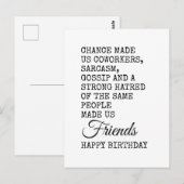 Postale Funny Coworker carte d'anniversaire - Sarcasme (Devant / Derrière)