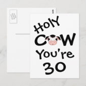 Postale Funny Holy Cow Vous avez 30 Anniversaire Carte pos (Devant / Derrière)