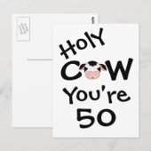 Postale Funny Holy Cow Vous avez 50 Anniversaire Carte pos (Devant / Derrière)