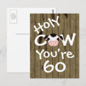 Postale Funny Holy Cow Vous avez 60 Anniversaire Carte pos (Devant / Derrière)