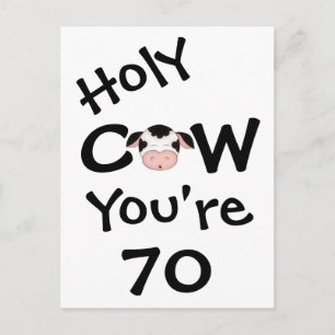 Postale Funny Holy Cow Vous avez 70 Anniversaire Carte pos