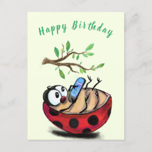 Postale Funny Ladybug carte d'anniversaire