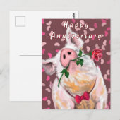 Postale Funny Pig Anniversaire Carte (Devant / Derrière)