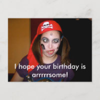 Funny Pirate Happy Birthday Carte postale, Post-cr