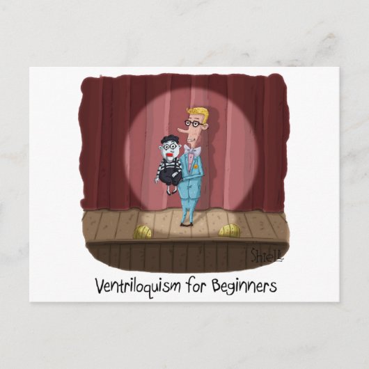 Postale Funny Ventriloquism for Beginners Carte ou cadeau. (Devant)