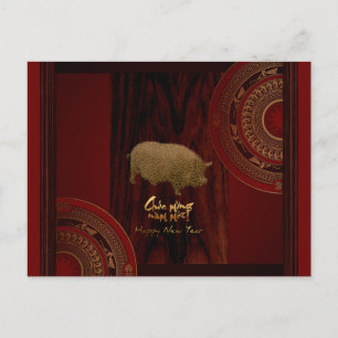 Postale Fûts 2 année de porc salut vietnamien Carte postal