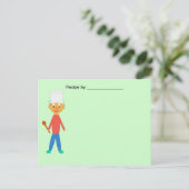 Postale Garçon Cuisiner sur la carte blanche de recette te (Debout devant)