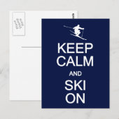 Postale Gardez le calme et le ski sur carte postale, perso (Devant / Derrière)