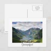 Postale Geirangerfjord vue carte frontière blanche (Devant / Derrière)