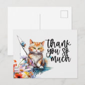 Postale Ginger Cat Carte de remerciements cat pêche (Devant / Derrière)