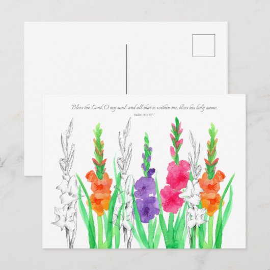 Postale Gladiola Scripture Psaumes 103 Carte de prière (Devant / Derrière)