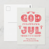 Postale God Jul Carte de Noël suédoise Scandi Style Script (Devant / Derrière)