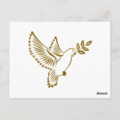 Postale Gold Dove Funeral Simple Script Carte de remerciem (Dos)