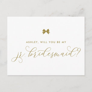 Postale Gold Ribbon Bow Serez-Vous Ma Carte Jr Bridesmaid
