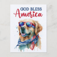 Golden Retriever, Dieu bénisse l'Amérique Carte po