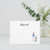 Postale Golf avec nom pour femme golfeuse Carte de note (Debout devant)