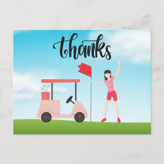 Postale Golf Carte de remerciements avec femme golfeuse su (Devant)