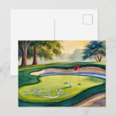 Postale Golf Carte de remerciements couleur aquarelle (Devant / Derrière)
