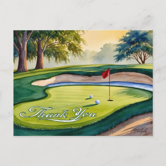 Postale Golf Carte de remerciements couleur aquarelle (Devant)