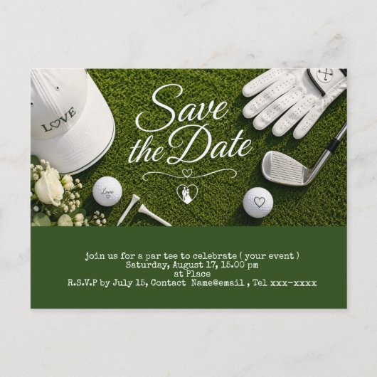 Postale Golf carte de sauvegarde de date pour mariage (Devant)