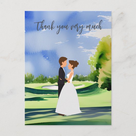 Postale Golf mariage Carte de remerciements pour golfeur (Devant)