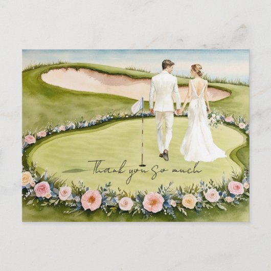 Postale Golf mariage terrain de golf carte de remerciement (Devant)