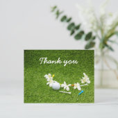 Postale golfeur carte de remerciements avec balle de golf  (Debout devant)