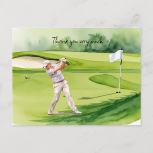 Postale Golfeur en terrain de golf aquarelle carte de reme