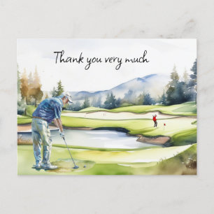 Postale Golfeur en terrain de golf aquarelle carte de reme