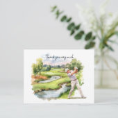Postale Golfeur en terrain de golf aquarelle carte de reme (Debout devant)