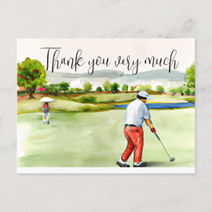 Postale Golfeur en terrain de golf aquarelle carte de reme