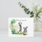 Postale Golfeur en terrain de golf aquarelle carte de reme (Debout devant)