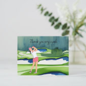 Postale Golfeur en terrain de golf aquarelle carte de reme (Debout devant)