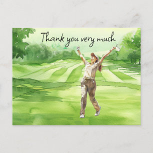 Postale Golfeur sur terrain de golf aquarelle carte de rem