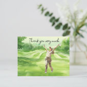 Postale Golfeur sur terrain de golf aquarelle carte de rem (Debout devant)
