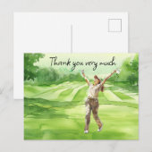 Postale Golfeur sur terrain de golf aquarelle carte de rem (Devant / Derrière)